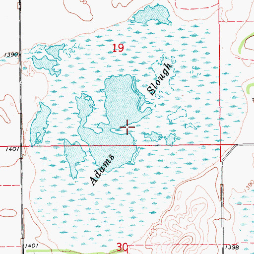 Topographic Map of Adams Slough, ND