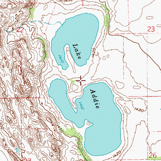 Topographic Map of Lake Addie, ND