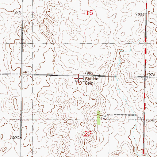 Topographic Map of Aholan Cemetery, ND