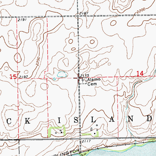 Topographic Map of Alamo Cemetery, ND