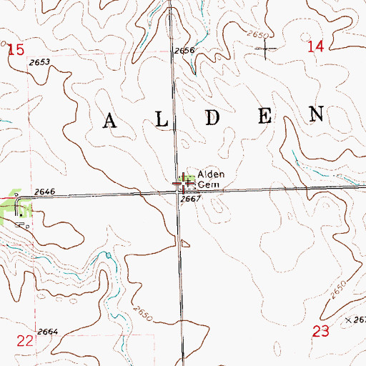 Topographic Map of Alden Cemetery, ND