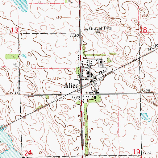 Topographic Map of Alice, ND