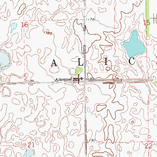 Topographic Map of Aliceton School, ND