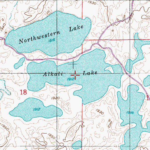 Topographic Map of Alkali Lake, ND