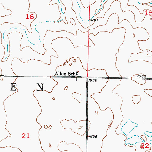 Topographic Map of Allen School, ND