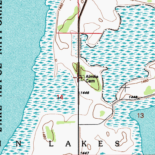Topographic Map of Almlie Cemetery (historical), ND