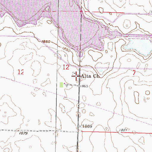Topographic Map of Alta Church, ND