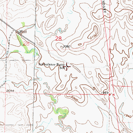 Topographic Map of Ambulance Butte School, ND