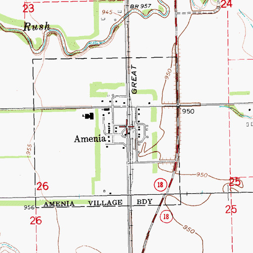 Topographic Map of Amenia, ND
