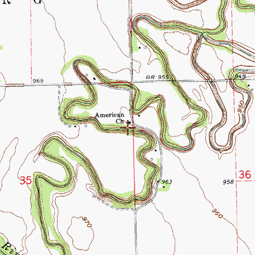 Topographic Map of American Church, ND