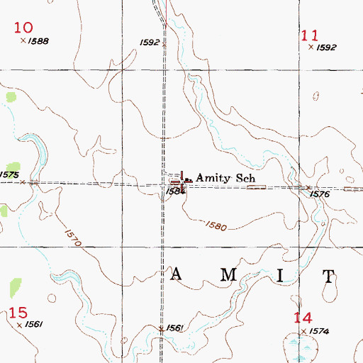 Topographic Map of Amity School, ND