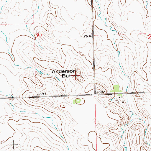 Topographic Map of Anderson Butte, ND