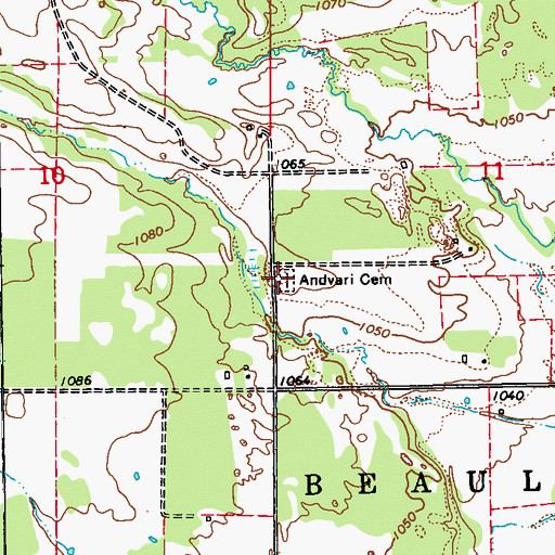 Topographic Map of Andvari Cemetery, ND