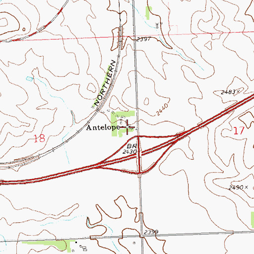 Topographic Map of Antelope, ND