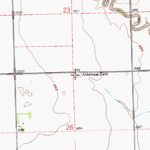 Topographic Map of Antelope Cemetery, ND