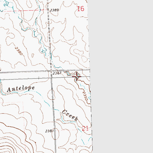 Topographic Map of Antelope Creek, ND