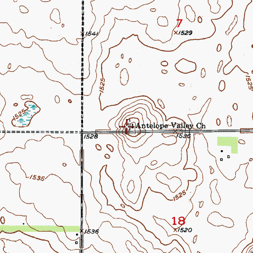 Topographic Map of Antelope Valley Church, ND