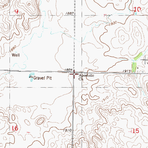 Topographic Map of Apostolic Church, ND