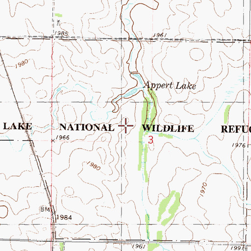 Topographic Map of Appert Lake National Wildlife Refuge, ND