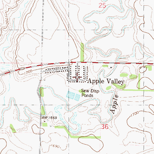 Topographic Map of Apple Valley, ND