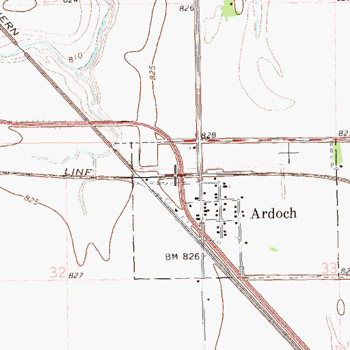 Topographic Map of Ardoch, ND