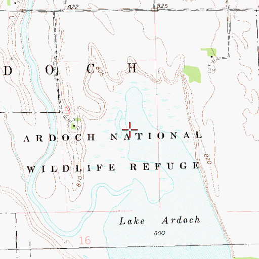 Topographic Map of Ardoch National Wildlife Refuge, ND