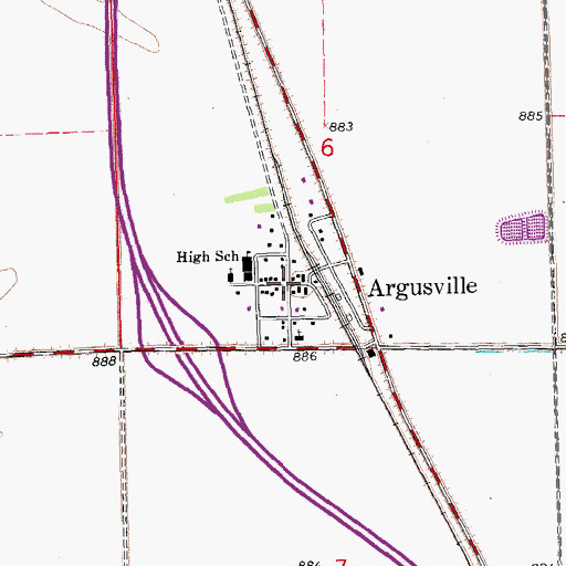 Topographic Map of Argusville, ND