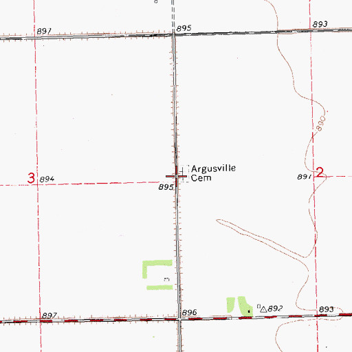 Topographic Map of Argusville Cemetery, ND