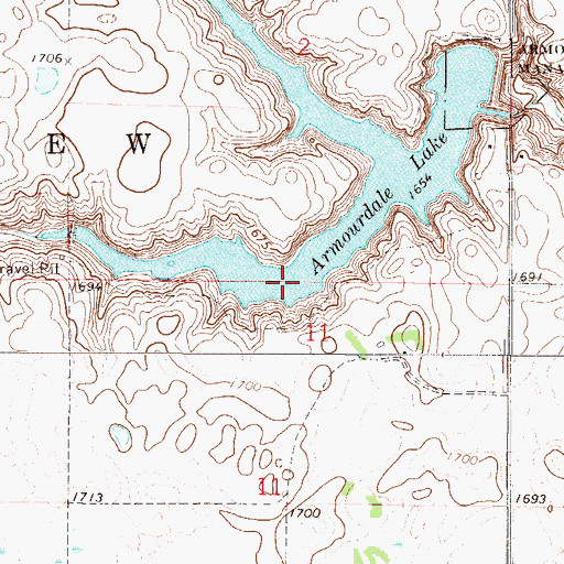 Topographic Map of Armourdale Lake, ND