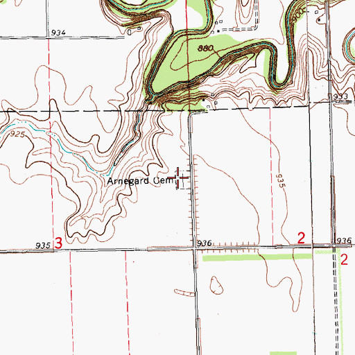 Topographic Map of Arnegard Cemetery, ND