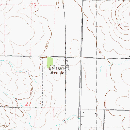 Topographic Map of Arnold, ND