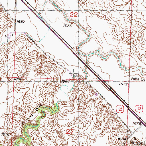 Topographic Map of Arnold Coulee, ND