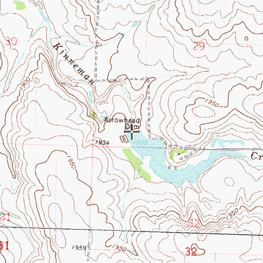 Topographic Map of Arrowhead Dam, ND