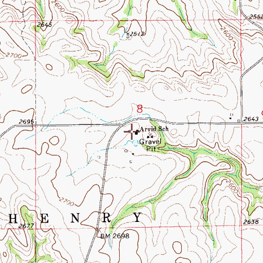 Topographic Map of Arvid School, ND