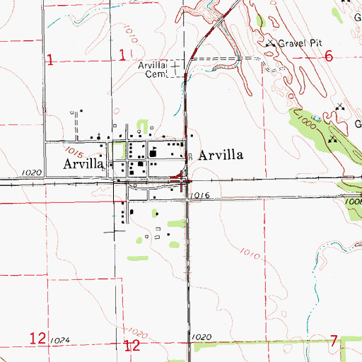 Topographic Map of Arvilla, ND