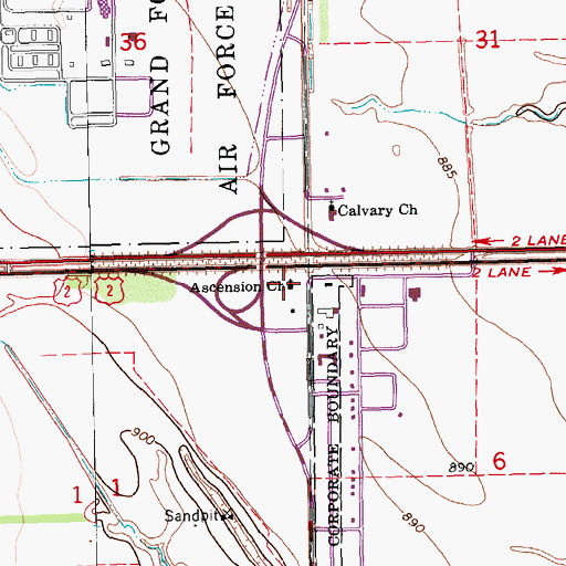 Topographic Map of Ascension Church, ND