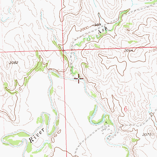 Topographic Map of Ash Coulee, ND