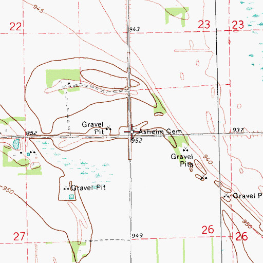 Topographic Map of Immanuel Lutheran Cemetery North, ND