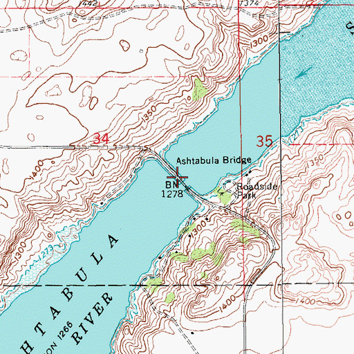 Topographic Map of Ashtabula Bridge, ND