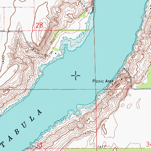 Topographic Map of Lake Ashtabula, ND