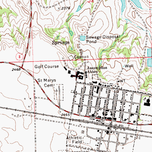 Topographic Map of Assumption Abbey, ND