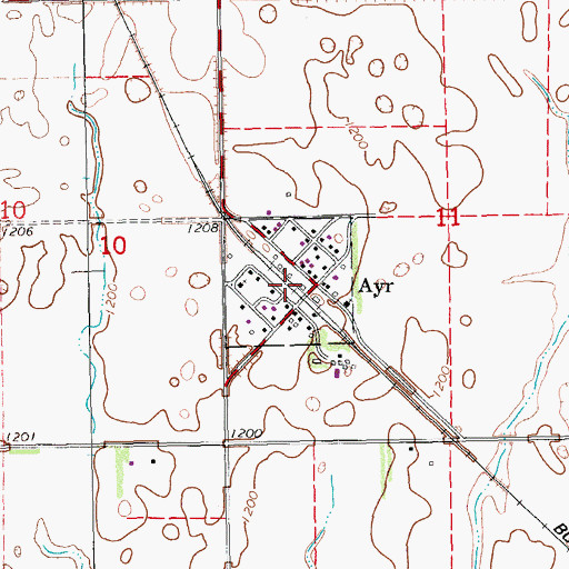 Topographic Map of Ayr, ND