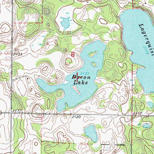 Topographic Map of Bacon Lake, ND