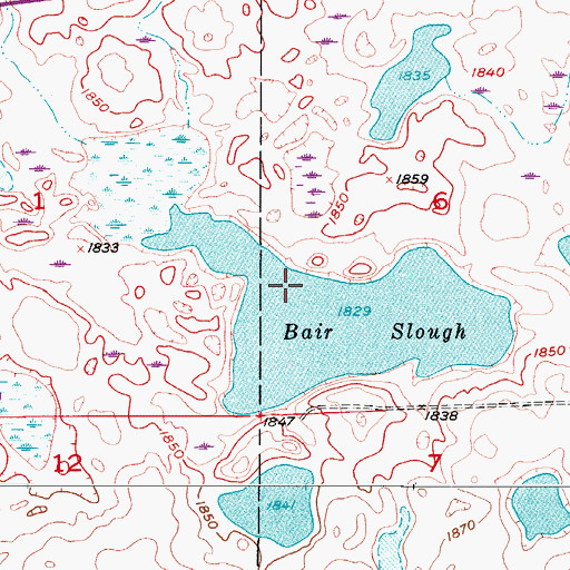 Topographic Map of Bair Slough, ND