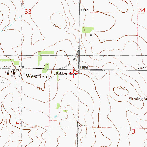 Topographic Map of Bakker Elementary School, ND