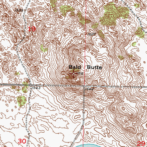 Topographic Map of Bald Butte, ND