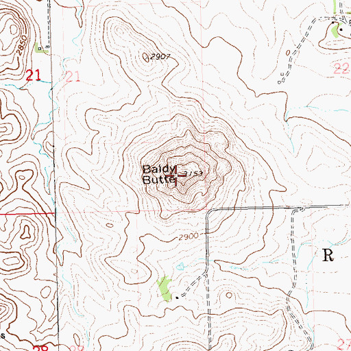 Topographic Map of Baldy Butte, ND
