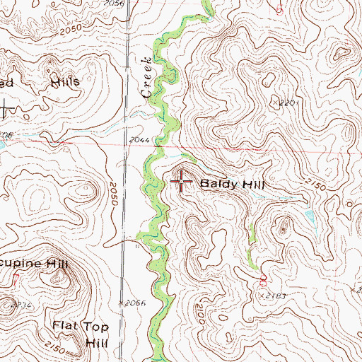 Topographic Map of Baldy Hill, ND