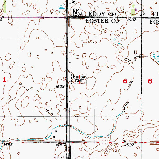 Topographic Map of Barlow Cemetery, ND