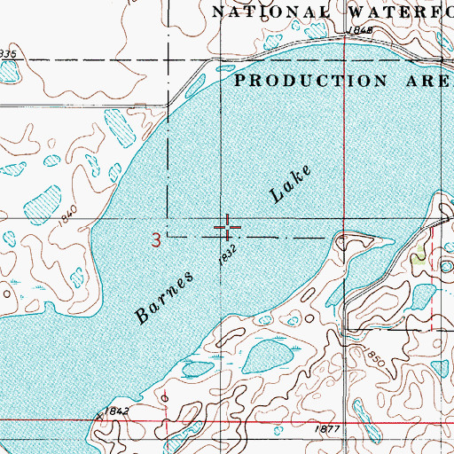 Topographic Map of Barnes Lake, ND